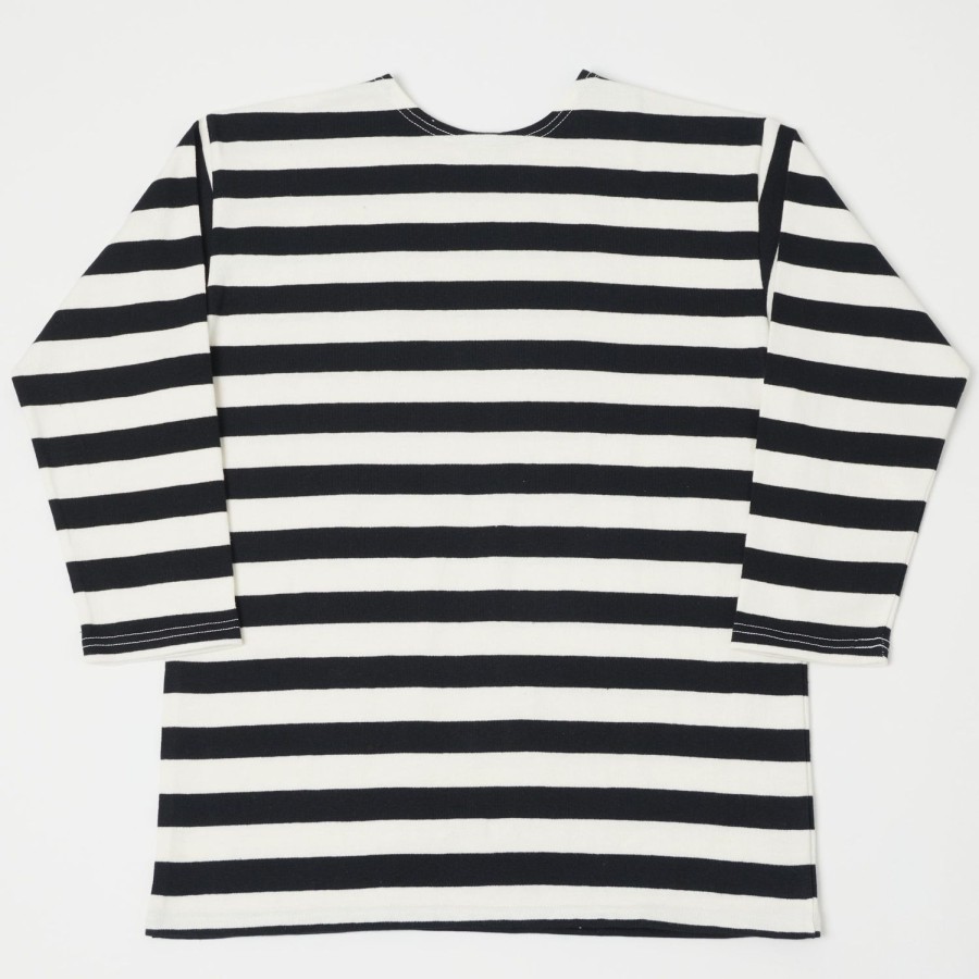 Clothing Warehouse & Co | Warehouse 4095 3/4 Sleeve Stripe Tee - Off White/Black