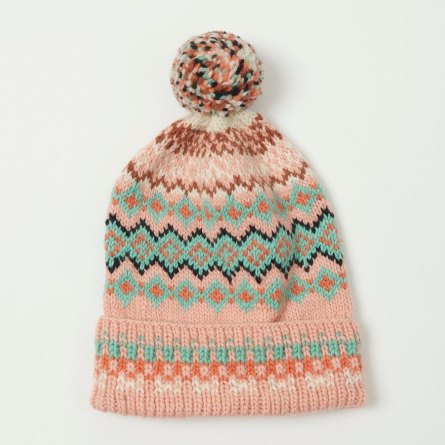 Accessories Chamula | Chamula Fair Isle Double Cuff #8 Cap - Melon