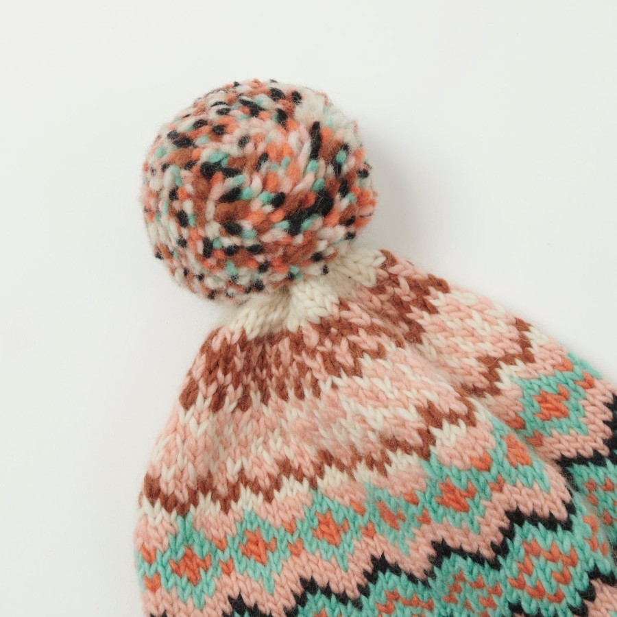 Accessories Chamula | Chamula Fair Isle Double Cuff #8 Cap - Melon