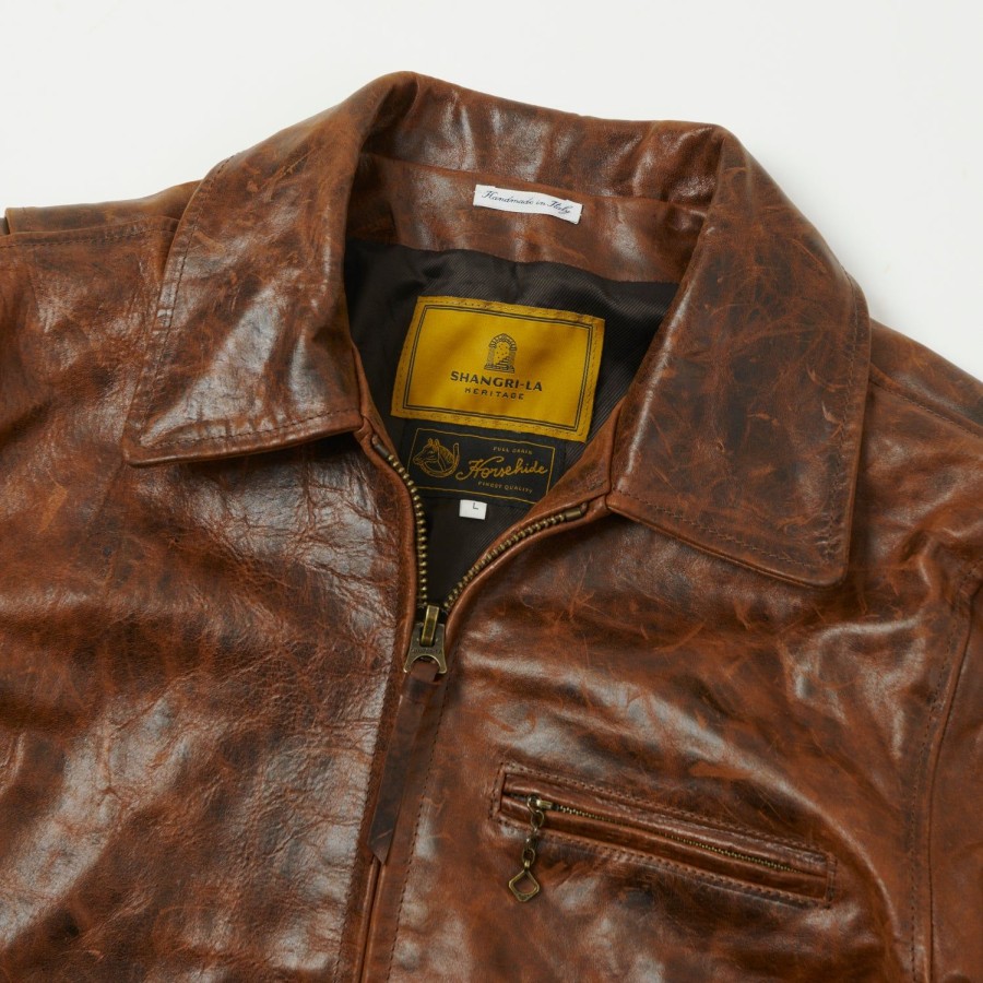 Clothing Shangri-La Heritage | Shangri-La Heritage 'Varenne' Horsehide Leather Jacket - Whiskey