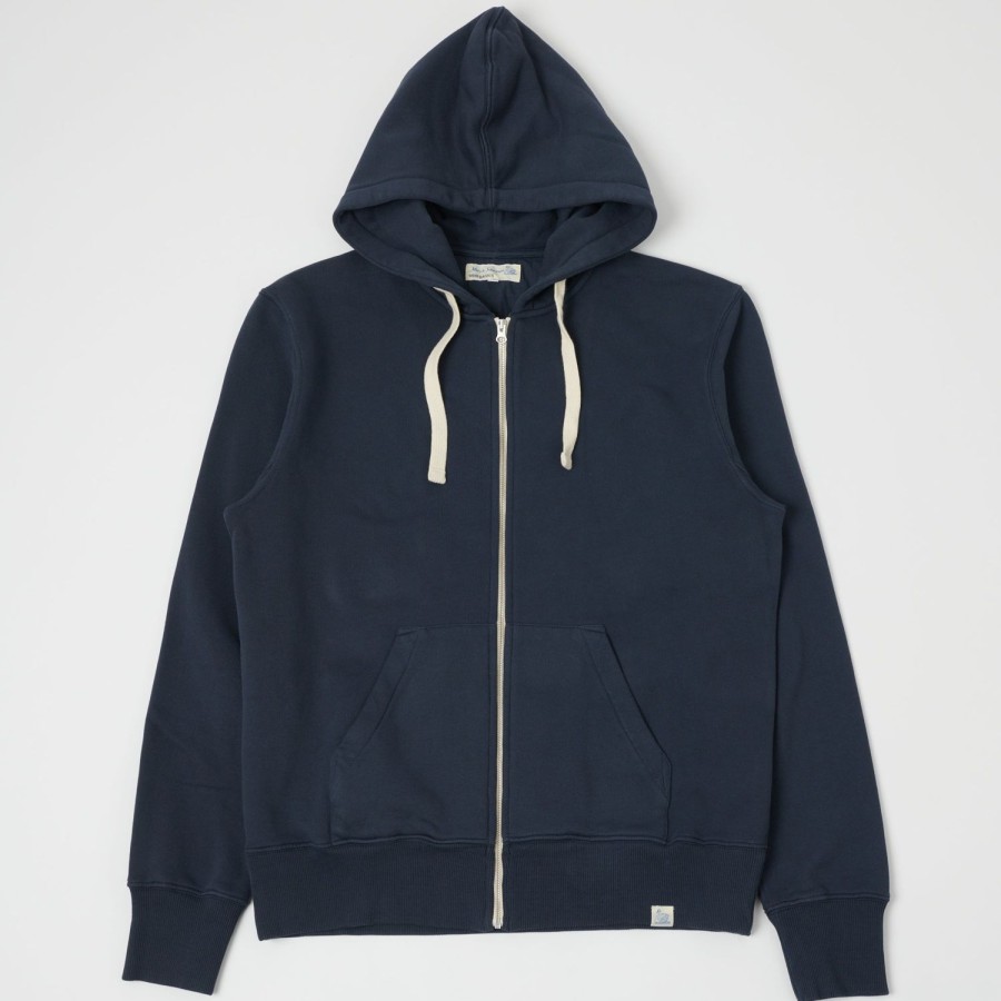 Clothing Merz b. Schwanen | Merz B. Schwanen Hdjkt02 Hooded Zip Sweatshirt - Denim Blue