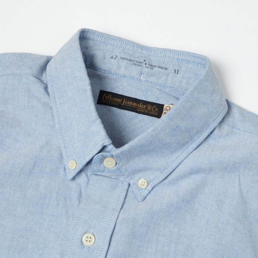 Clothing Full Count | Full Count 4892 Oxford Cloth Button Down Shirt - Blue