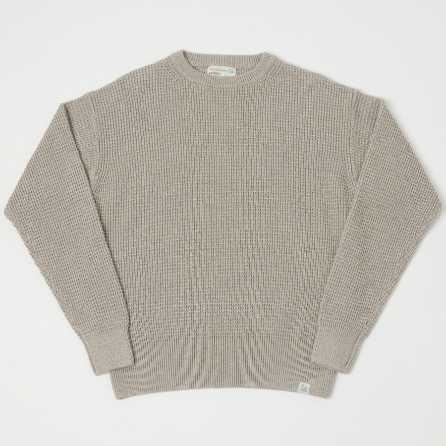 Clothing Merz b. Schwanen | Merz B. Schwanen Ccwc01 Knit Crew Waffle Pullover - Grey Melange