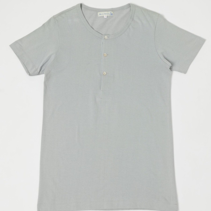 Clothing Merz b. Schwanen | Merz B. Schwanen 204 Button Facing Blue/Grey