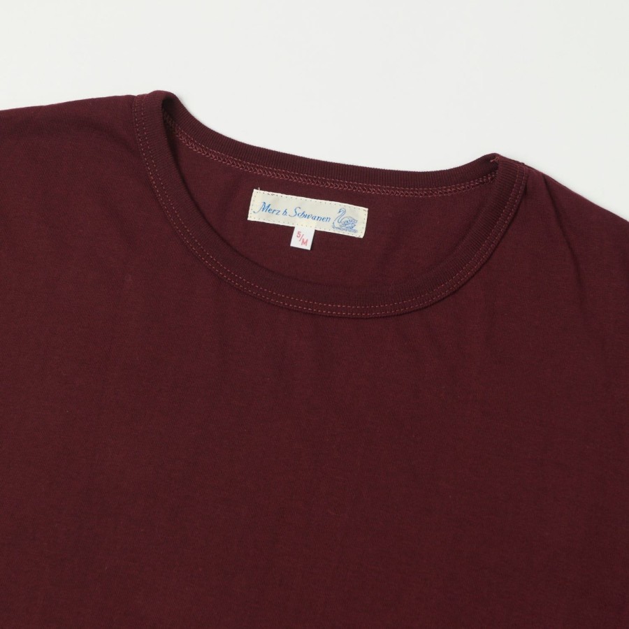 Clothing Merz b. Schwanen | Merz B. Schwanen 1950S Crew Neck Ls Tee - Ruby Red