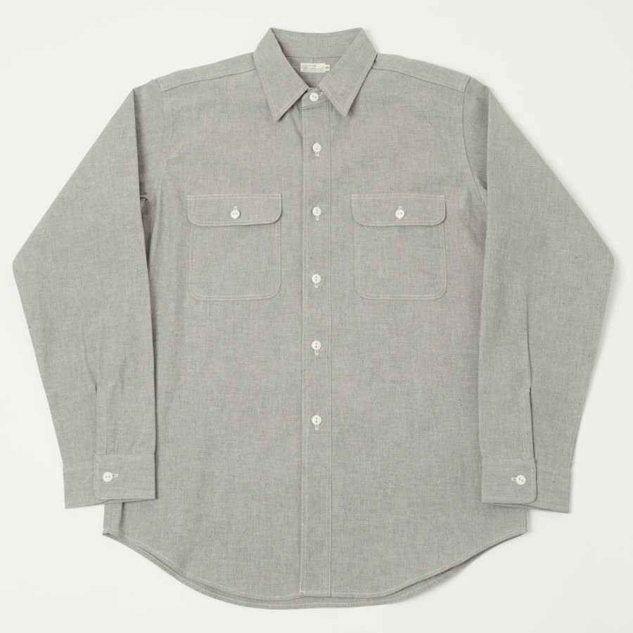 Clothing Warehouse & Co | Warehouse 3051 'Treton' Steel Worker Chambray Shirt - Grey