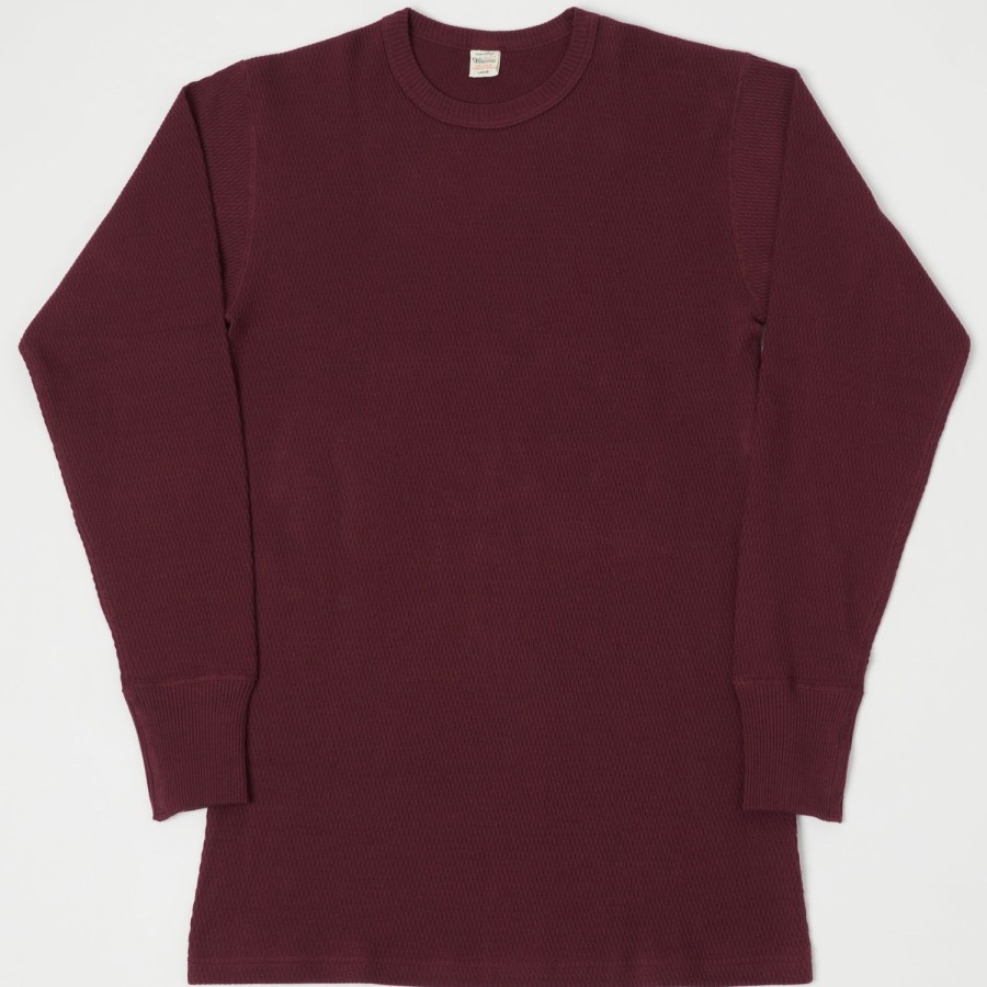 Clothing Warehouse & Co | Warehouse 5903 Ls Waffle Knit Crew Neck Tee - Bordeaux