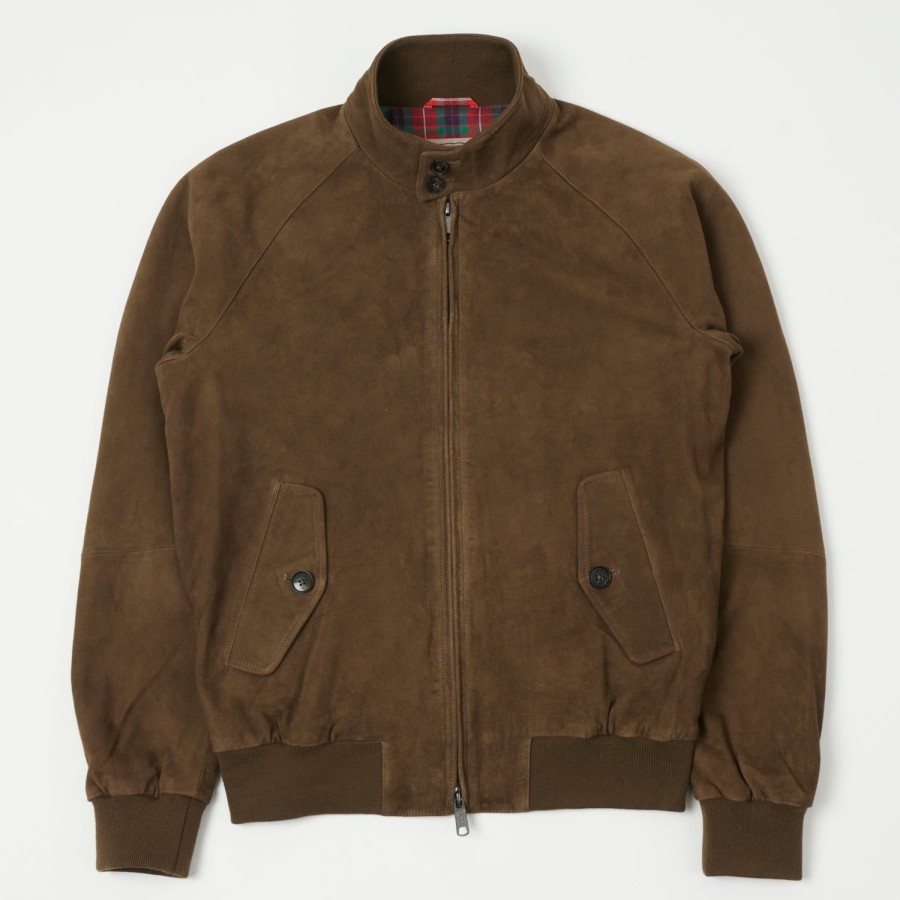 Clothing Baracuta | Baracuta G9 Suede Harrington Jacket - Dark Olive