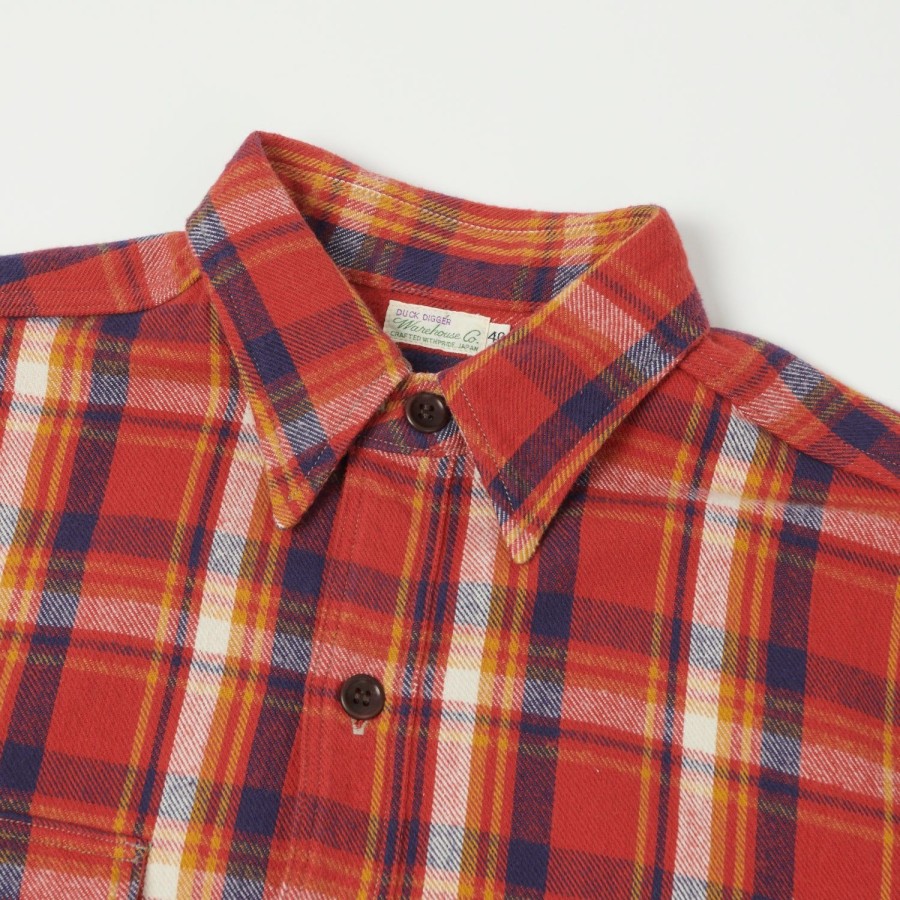 Clothing Warehouse & Co | Warehouse 3022 'G Pattern 24' Check Flannel Shirt - Red