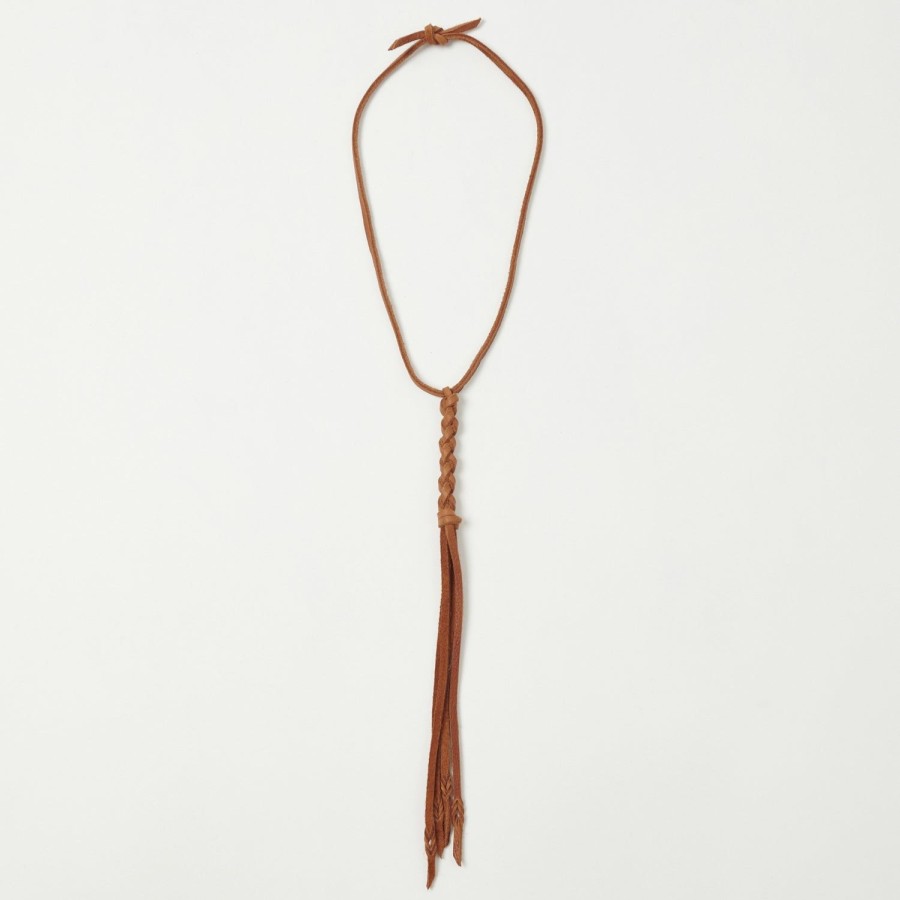 Accessories Yuketen | Yuketen Braided Leather Necklace - Rust