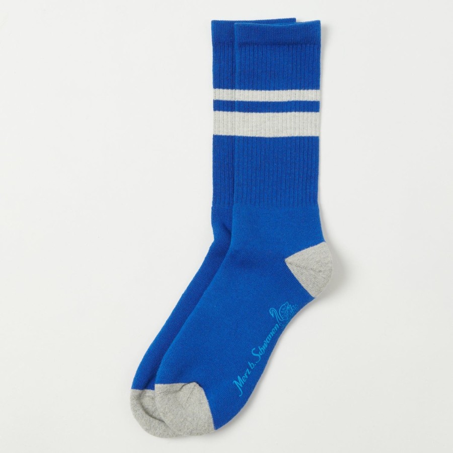 Accessories Merz b. Schwanen | Merz B. Schwanen Gs06 Stripe Terry Socks - Swan Blue/Nature