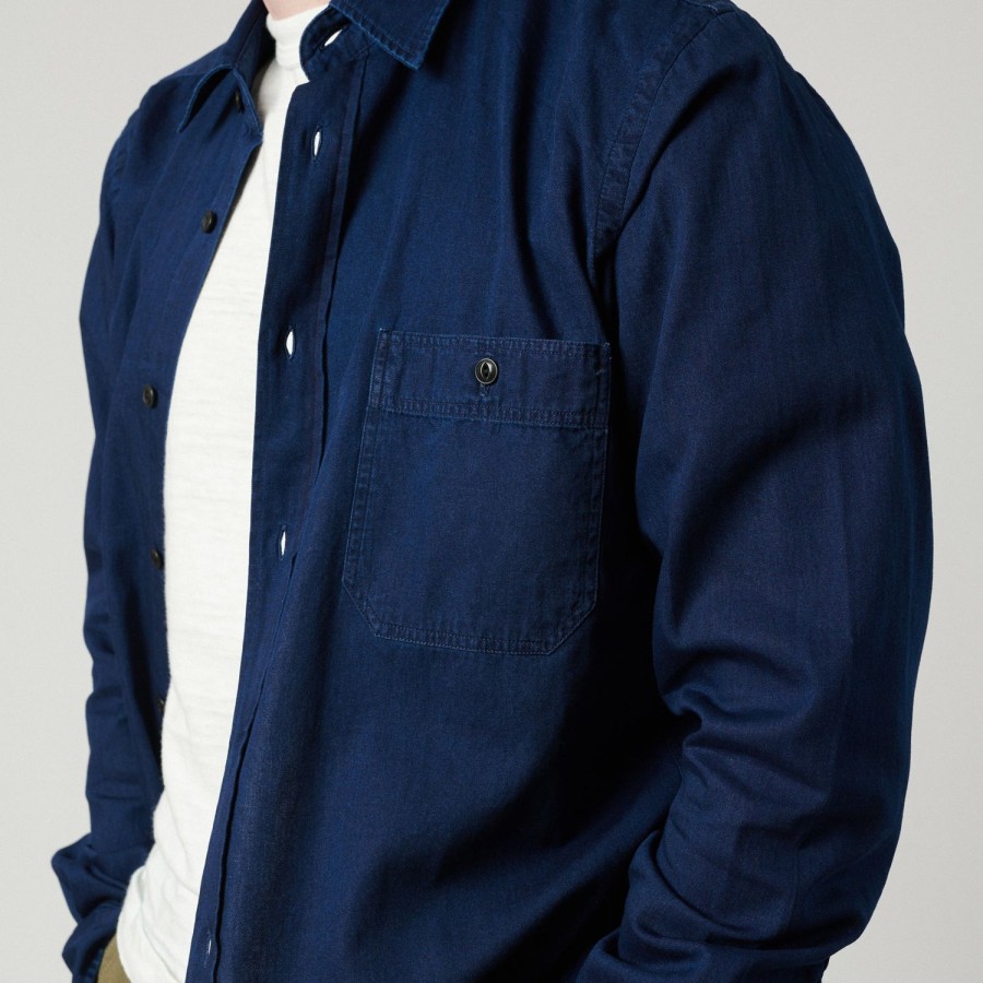 Clothing Hartford | Hartford Cotton Pocket Shirt - Indigo