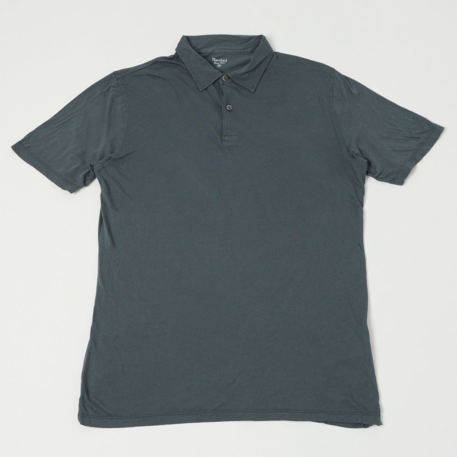 Clothing Hartford | Hartford Az65301 Light Cotton Jersey Short Sleeve Polo - Thunder