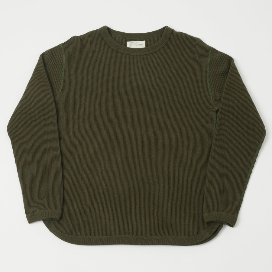 Clothing Full Count | Full Count 5964 Heavyweight Waffle Ls Tee - Khaki