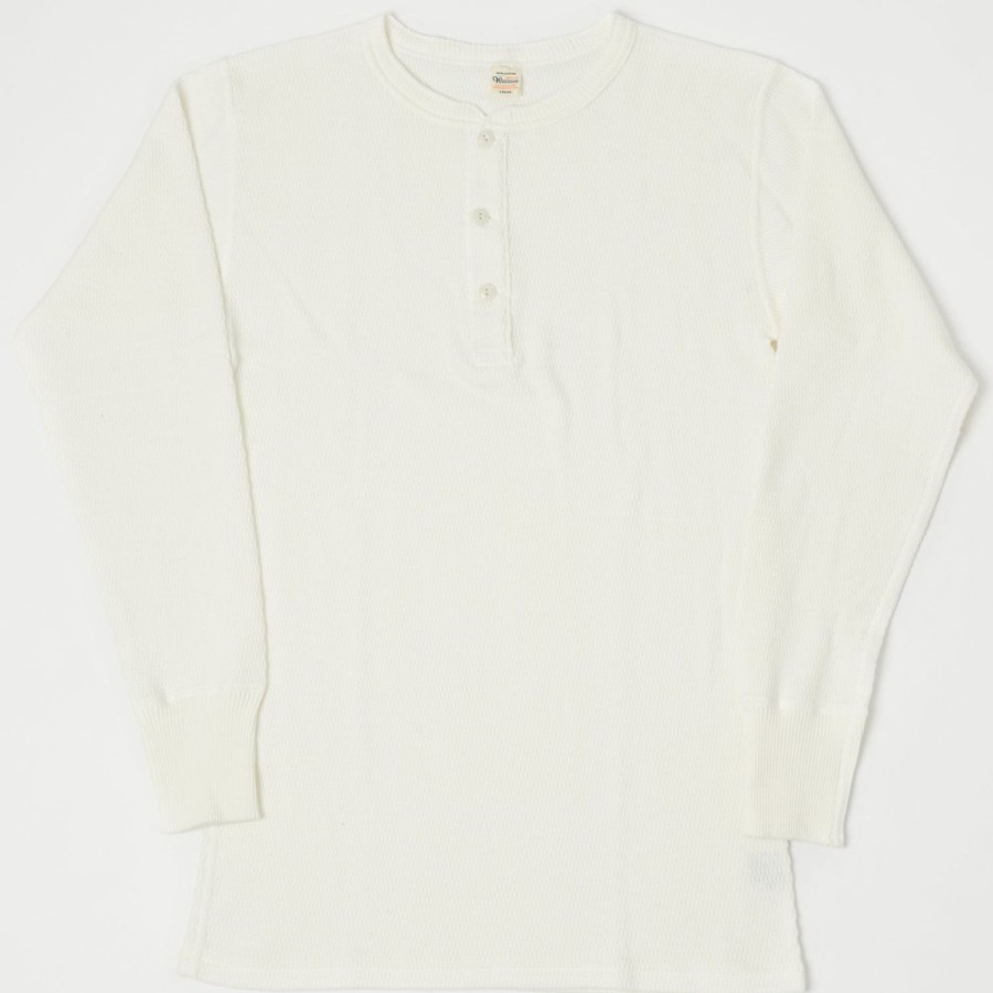 Clothing Warehouse & Co | Warehouse 5904 Ls Waffle Knit Henley - Off White