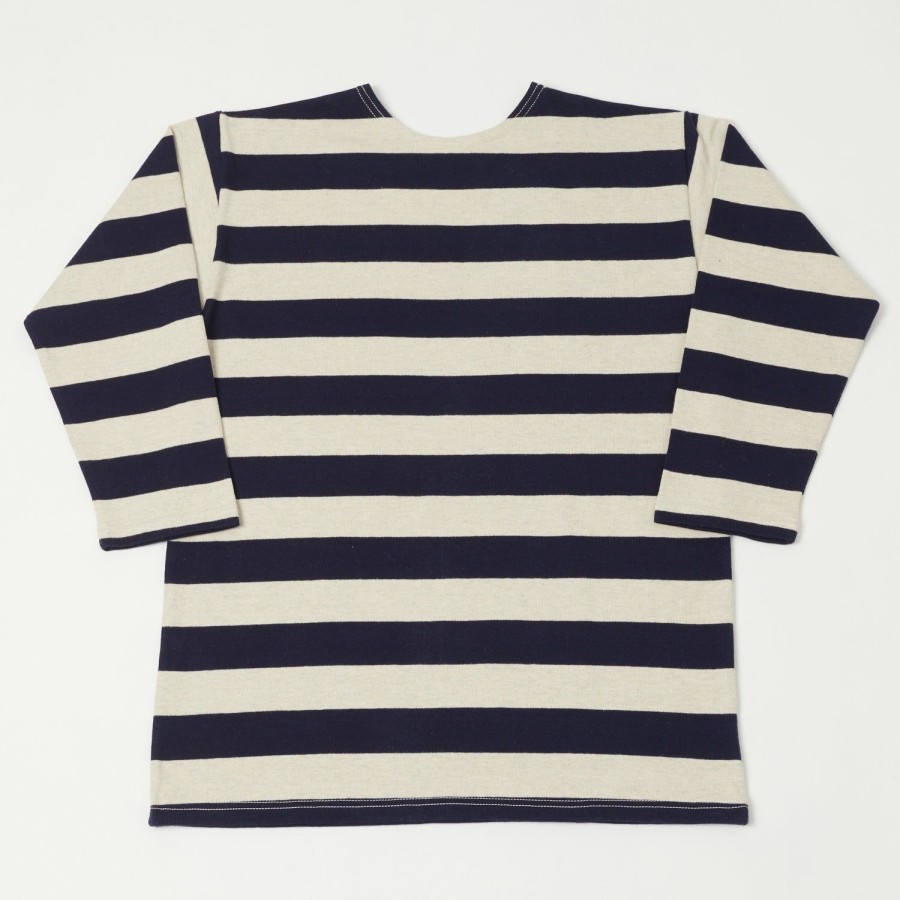 Clothing Warehouse & Co | Warehouse 4051 3/4 Sleeve Stripe Tee - Navy/Oatmeal