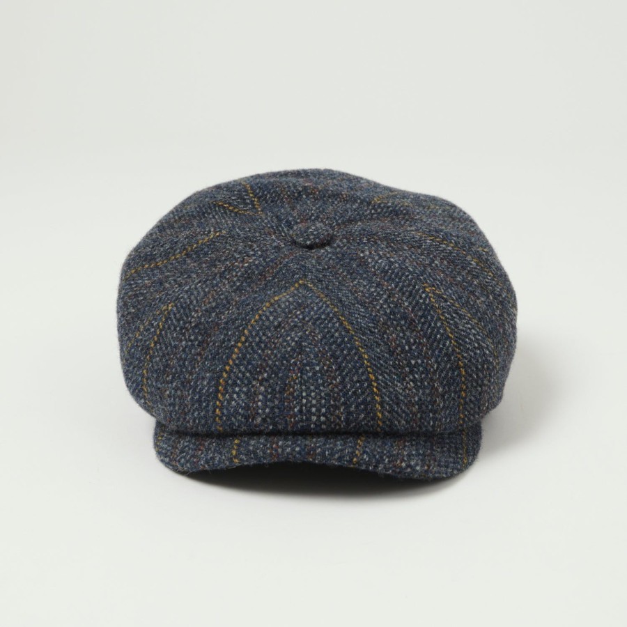 Accessories Stetson | Stetson Hatteras Virgin Wool Flat Cap - Blue Stripe