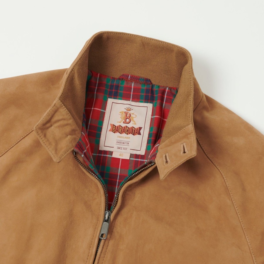 Clothing Baracuta | Baracuta G9 Suede Harrington Jacket - Tobacco