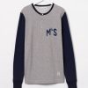 Clothing Merz b. Schwanen | Merz B. Schwanen Tr206 Long Sleeve Henley - Grey Melange/Ink Blue