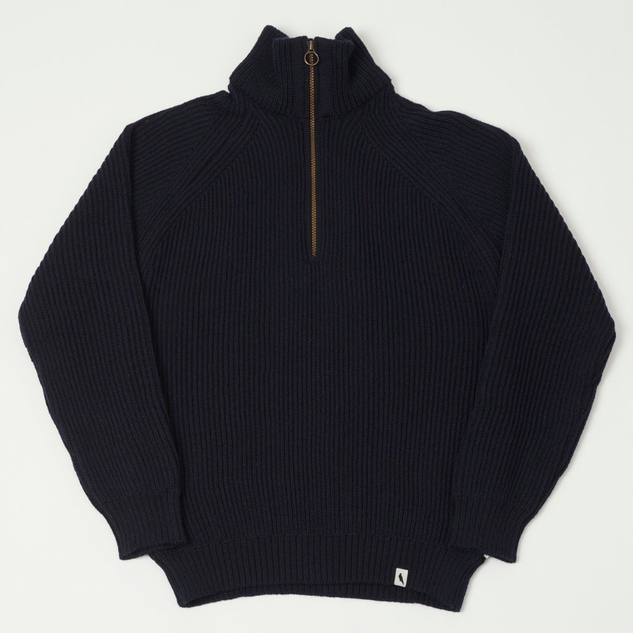 Clothing Peregrine | Peregrine Ford Zip Neck Jumper - Navy