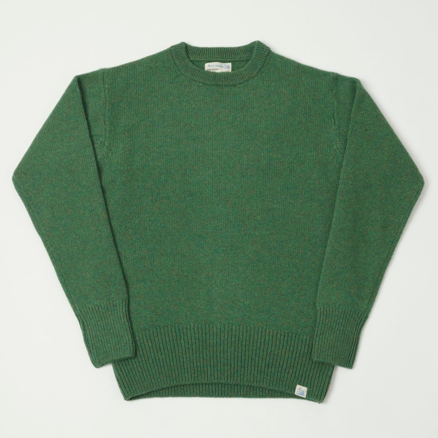 Clothing Merz b. Schwanen | Merz B. Schwanen Locc01 Knit Crew Neck Pullover - Moss Green