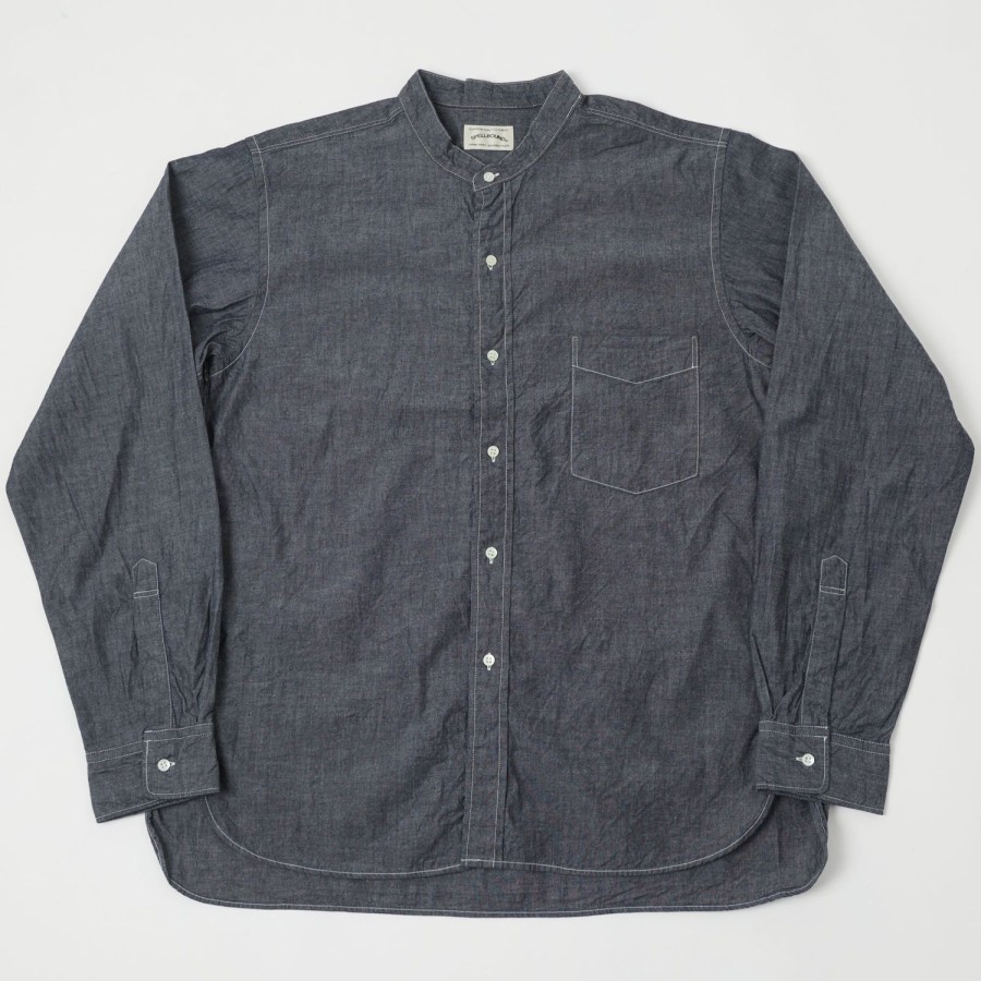 Clothing Spellbound | Spellbound 46-229E Stand Collar Chambray Shirt - Navy