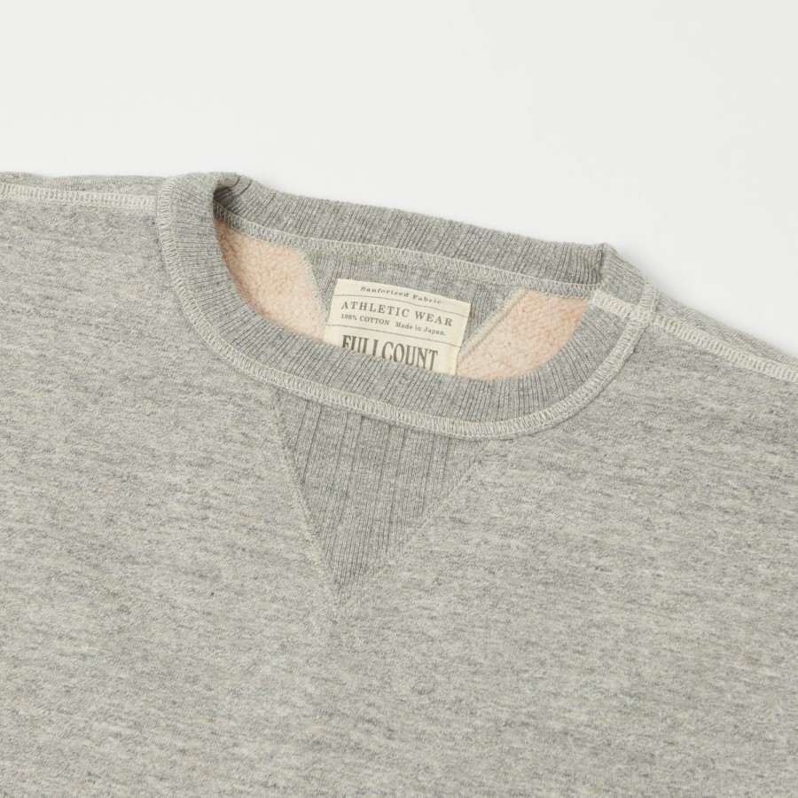 Clothing Full Count | Full Count 3741-22 Set In Sleeve Loopwheel Sweatshirt - Heather Grey