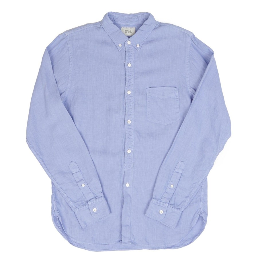 Clothing Spellbound | Spellbound 46-098L Button Down Linen Shirt Blue