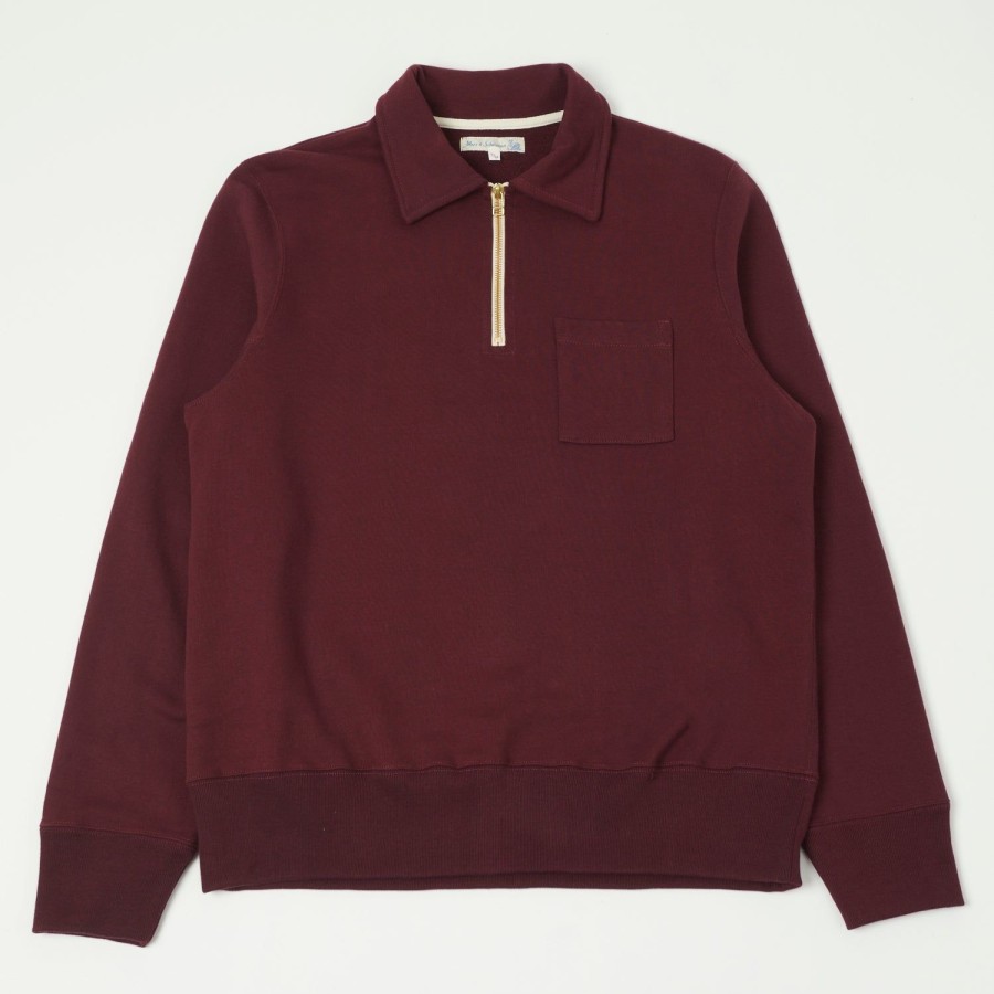 Clothing Merz b. Schwanen | Merz B. Schwanen 342Z Half Zip Sweatshirt - Ruby Red