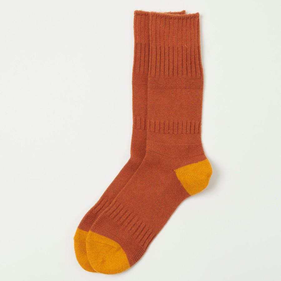 Accessories RoToTo | Rototo Guernsey Pattern Crew Sock - Dark Orange/Yellow