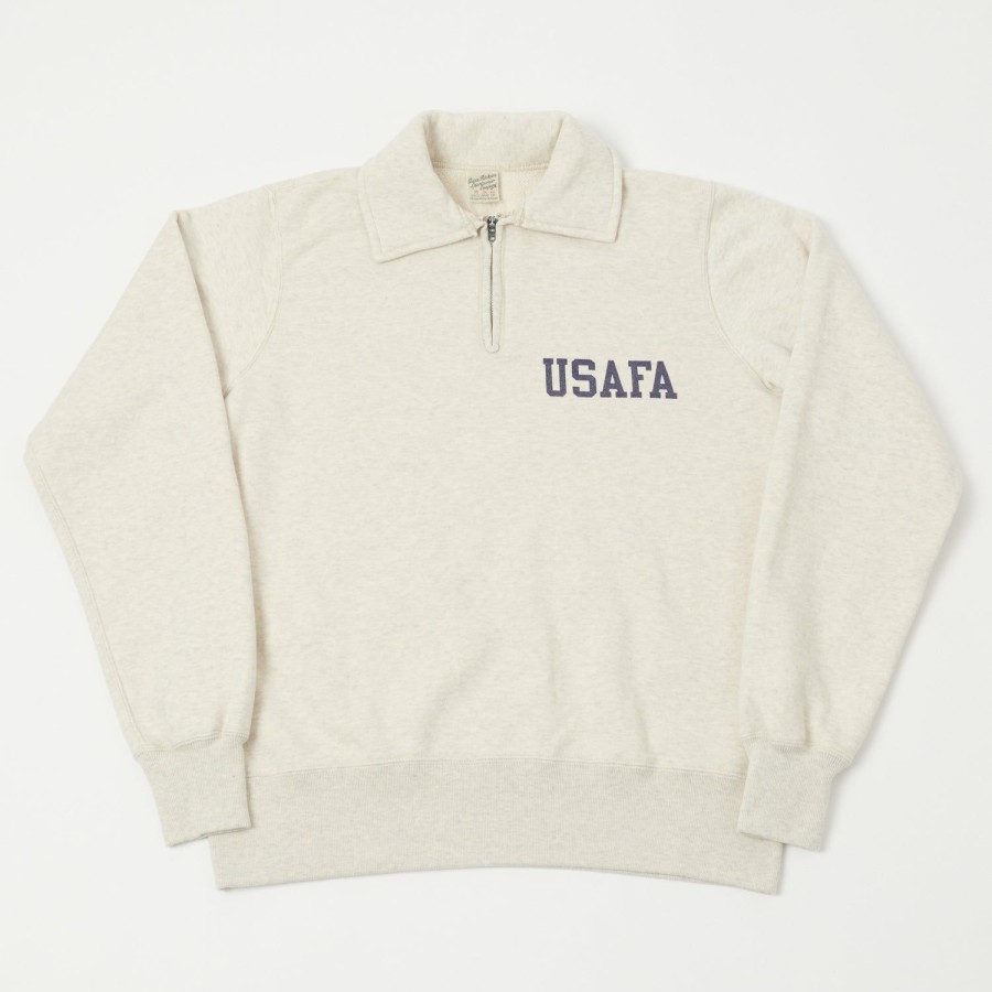 Clothing Buzz Rickson's | Buzz Rickson'S U.S. Air Force Academy Half Zip Sweatshirt - Oatmeal