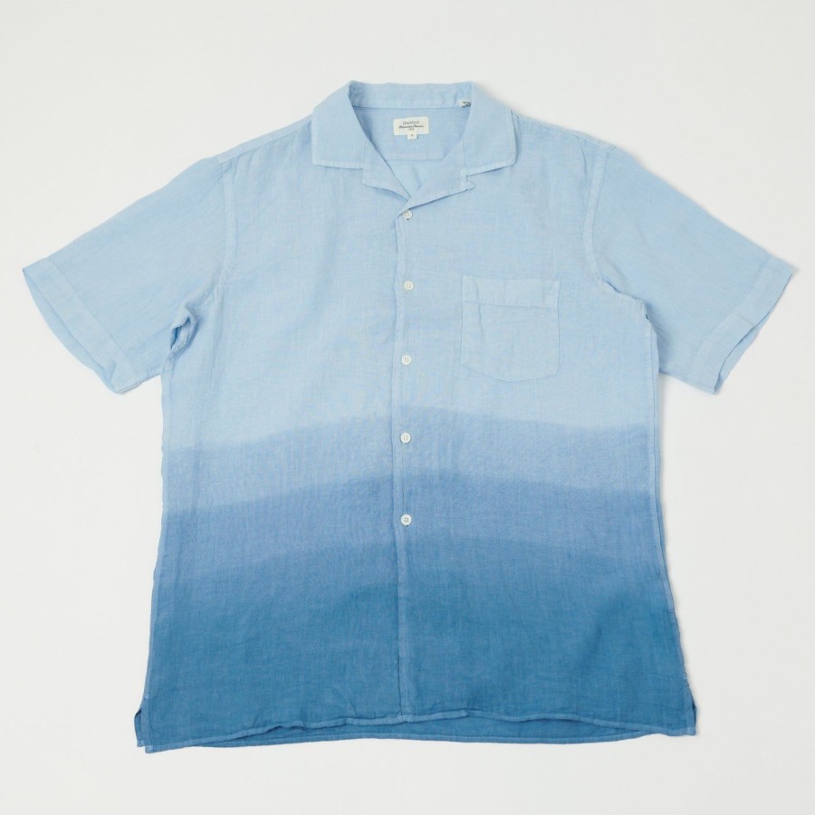 Clothing Hartford | Hartford Az05001 Linen Short Sleeve Shirt - Tie Dye Azur/Nautic Blue