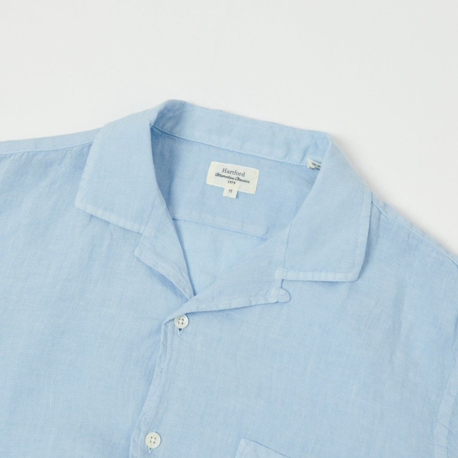 Clothing Hartford | Hartford Az05001 Linen Short Sleeve Shirt - Tie Dye Azur/Nautic Blue