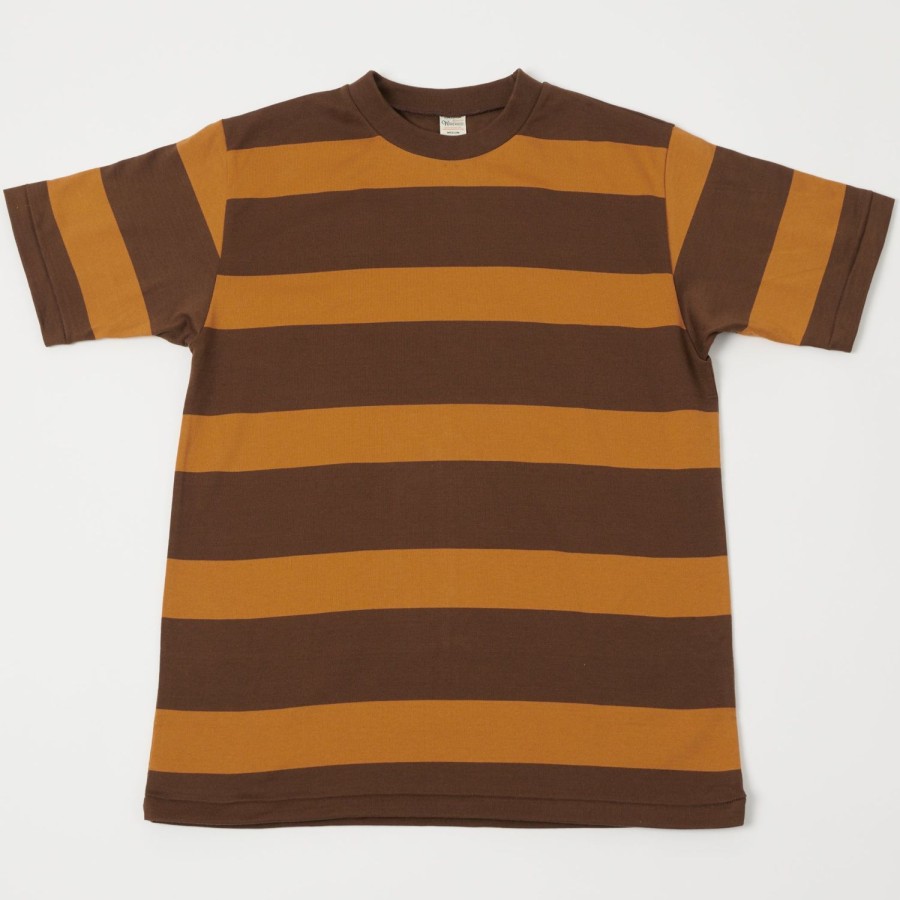 Clothing Warehouse & Co | Warehouse 4089 S/S 3X2 Inch Border Tee - Brown/Orange