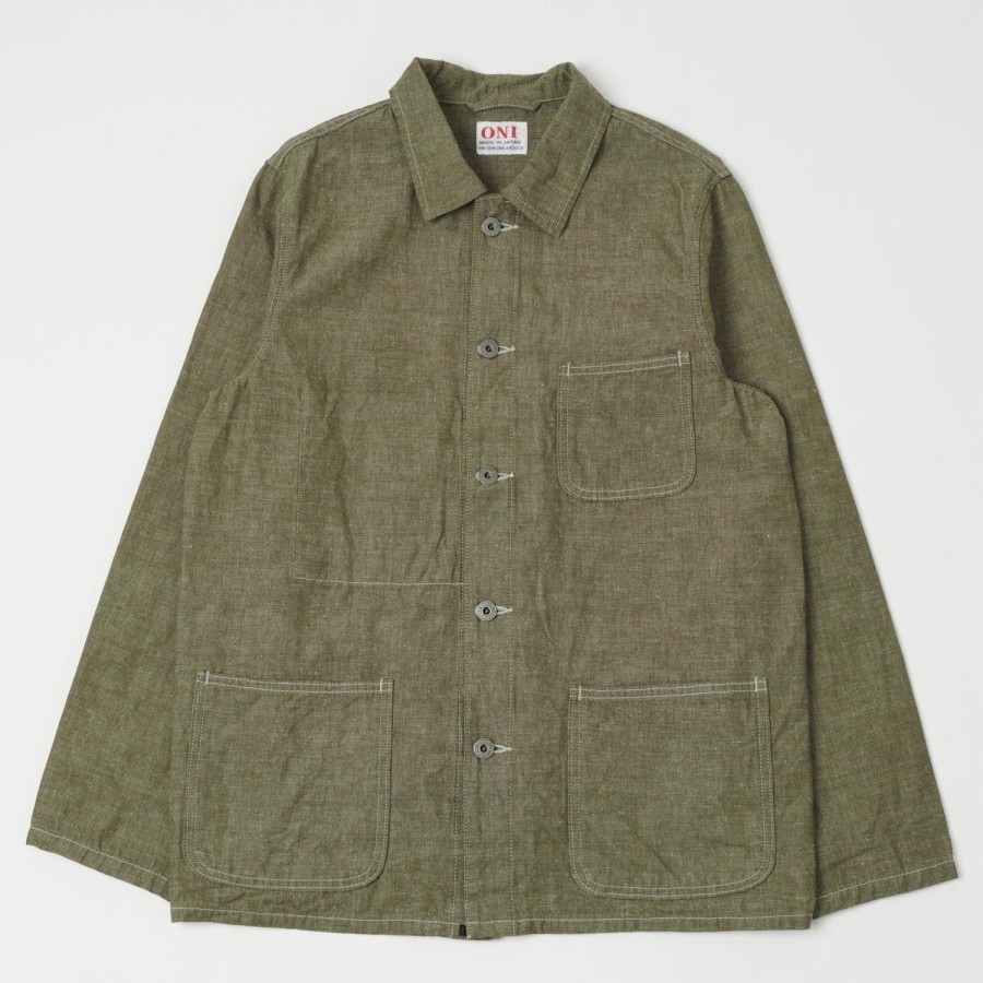 Clothing ONI Denim | Oni 03101-Hckol 8.3Oz Heavy Chambray Coverall Jacket - Khaki Olive One Wash