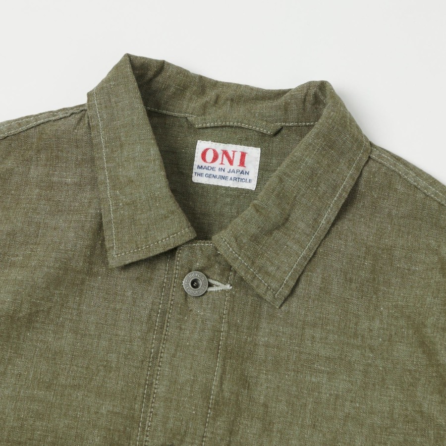 Clothing ONI Denim | Oni 03101-Hckol 8.3Oz Heavy Chambray Coverall Jacket - Khaki Olive One Wash