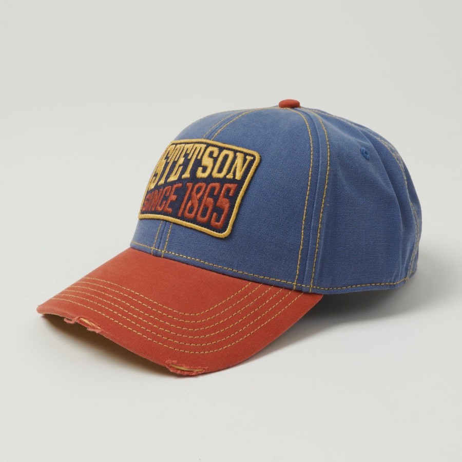 Accessories Stetson | Stetson 'Since 1865' Vintage Distressed Cotton Baseball Cap - Blue/Red