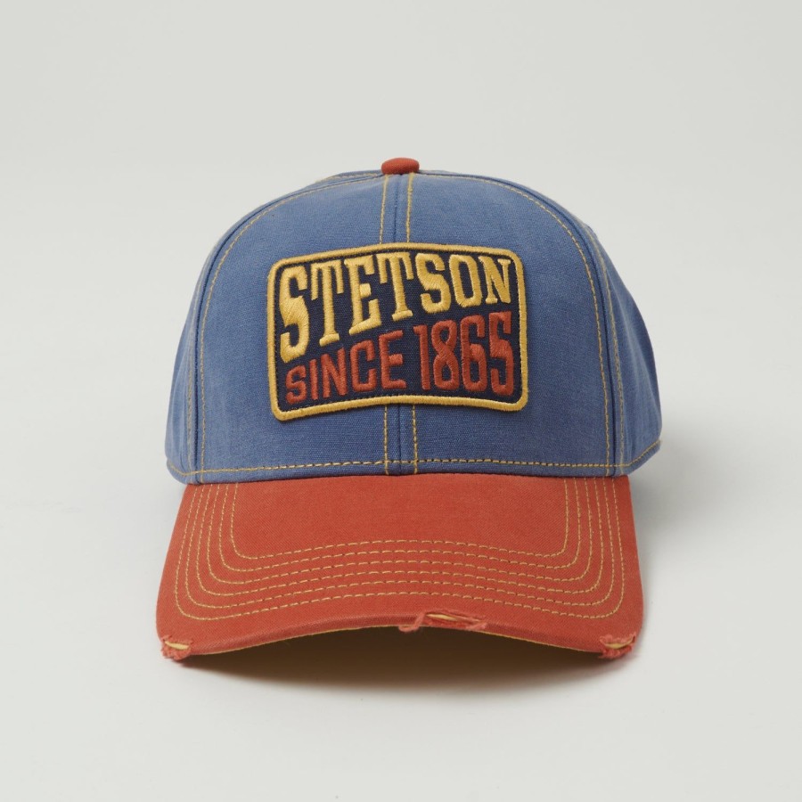 Accessories Stetson | Stetson 'Since 1865' Vintage Distressed Cotton Baseball Cap - Blue/Red