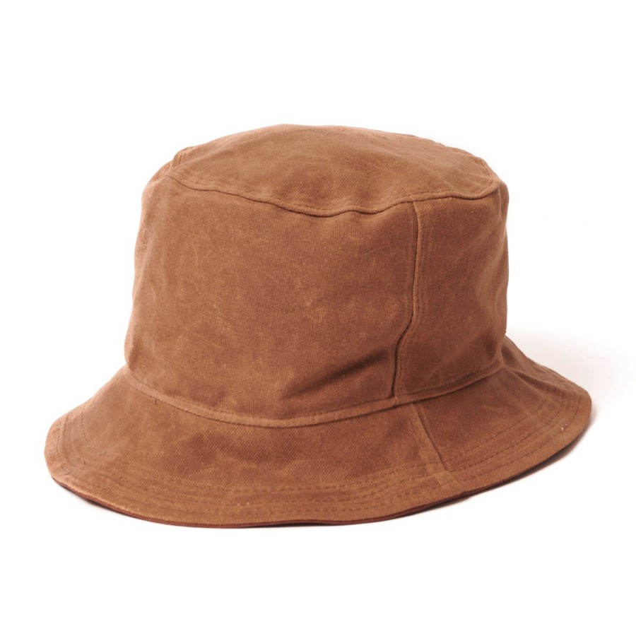 Accessories Crown Cap | Crown Cap 1-46540 Waxed Cotton Canvas Bucket Hat - Khaki