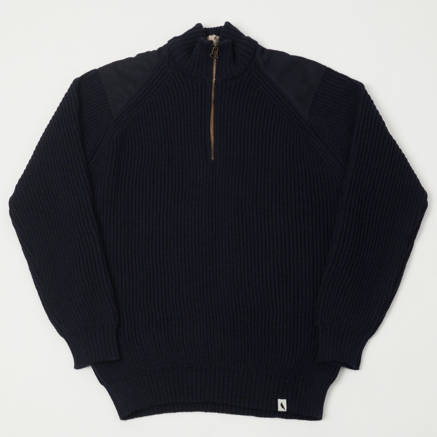 Clothing Peregrine | Peregrine Foxton Zip Neck Jumper - Navy