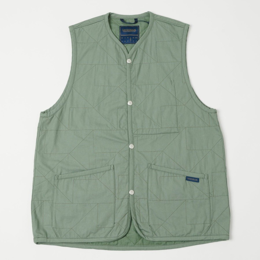 Clothing Lavenham | Lavenham Unwadded Worker Thornham Gilet - Leaf Green