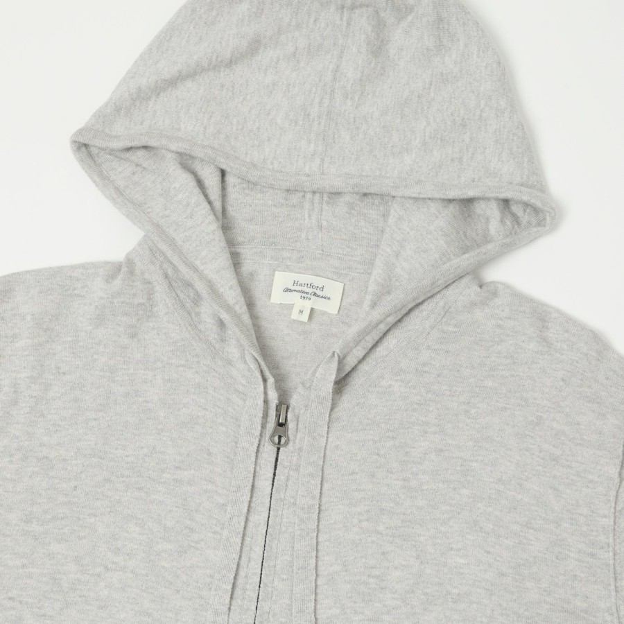 Clothing Hartford | Hartford Lightweight Knitted Cotton Hoodie - Grey