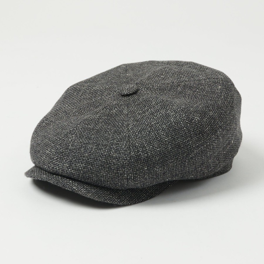 Accessories Stetson | Stetson Hatteras 'Ellington' Virgin Wool/Linen Flat Cap - Charcoal