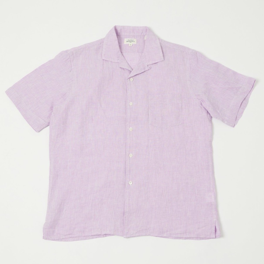 Clothing Hartford | Hartford 'Palm' Camp Collar Linen Shirt - Violet