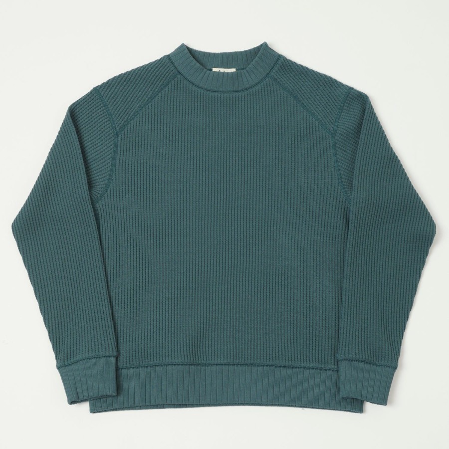 Clothing Jackman | Jackman Jm7200 Waffle Midneck Sweatshirt - Dark Turquoise