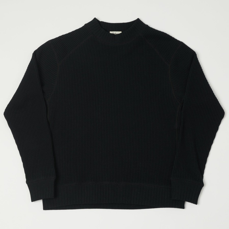 Clothing Jackman | Jackman Jm7200 Waffle Midneck Sweatshirt - Black