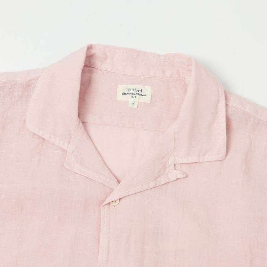 Clothing Hartford | Hartford Az04001 Linen Short Sleeve Shirt - Faded Pink