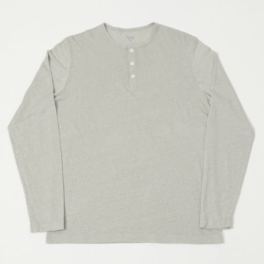 Clothing Hartford | Hartford Linen Long Sleeve Henley Tee - Stone