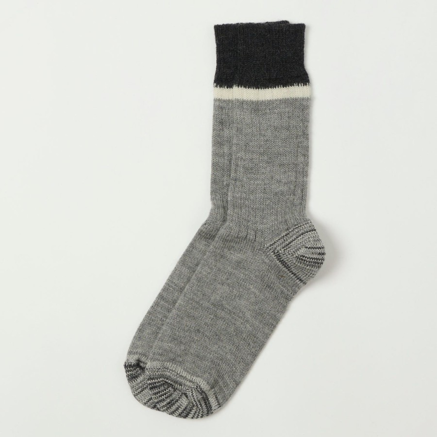 Accessories Merz b. Schwanen | Merz B. Schwanen S73 Retro Sport Wool Striped Socks - Grey Melange/Nature