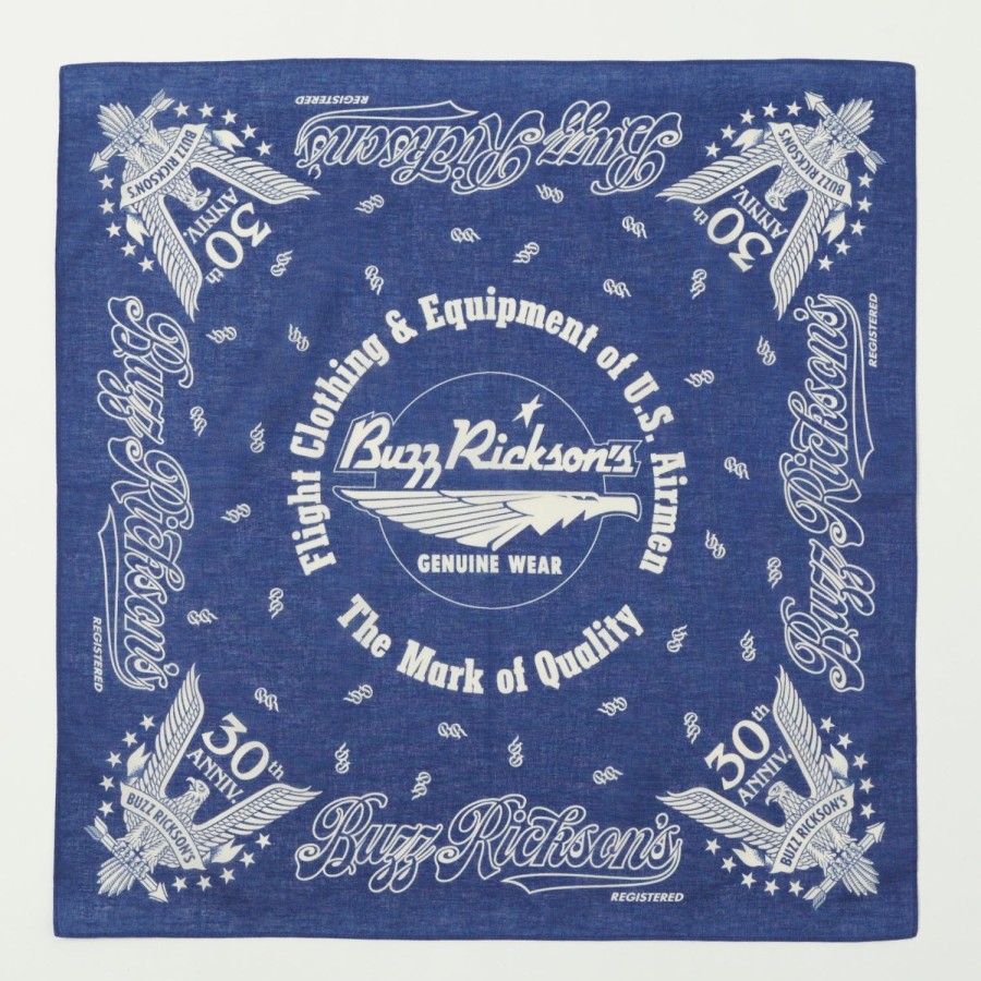 Accessories Buzz Rickson's | Buzz Rickson'S 30Th Anniversary Bandana - Navy Blue